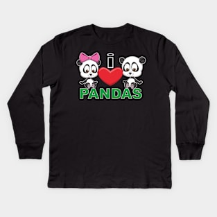 I Heart Pandas Kids Long Sleeve T-Shirt